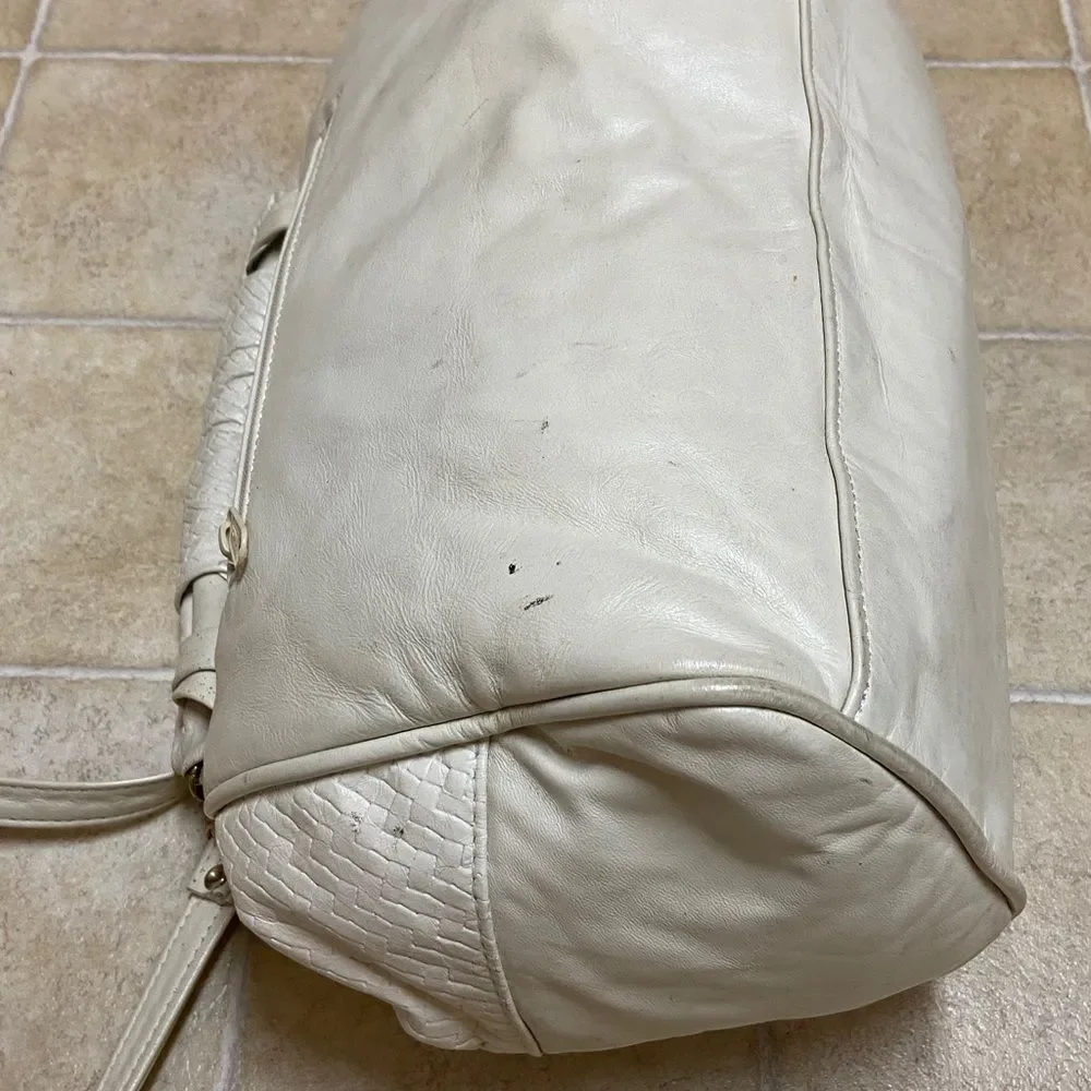VTG,BAGS BY PINKY GENUINE LEADER MADE IN USA Elegant Cream and Gold Women's Bag - Picture 13 of 16